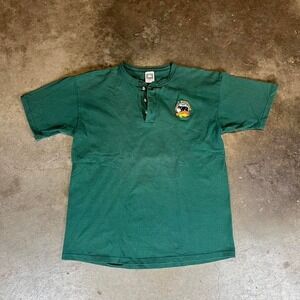Vintage Smoky Mountain Brewery Henley Shirt Mens Large Green Single Stitch USA